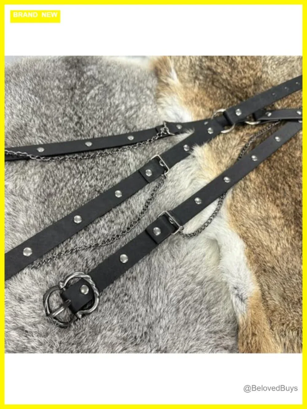 Medieval Faux Leather Chain Belt, Vintage Adjustable Thin Belt for Dresses